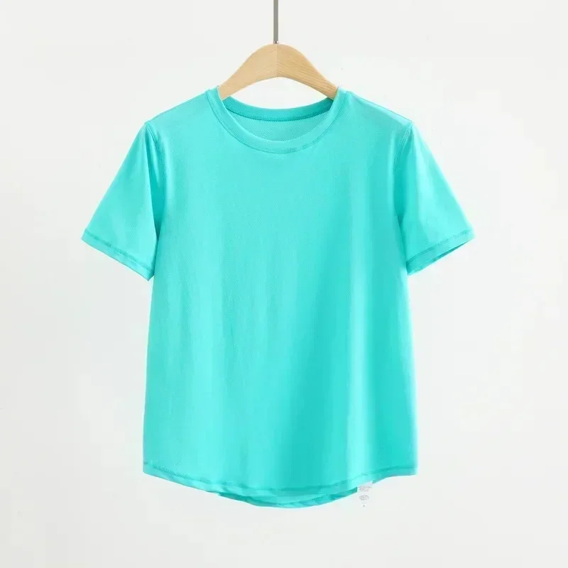 Lemon Class Fit Crew Neck T-Shirt Hip Length Short Sleeve Sweat-wicking Yoga Shirts Breathable Running Soild Tops Quick-drying 5