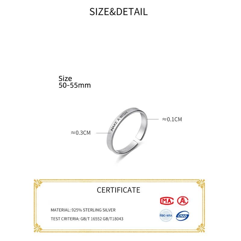 La Monada 여성용  반지, 크기 조정 가능, 50-55mm, 진짜 실버 925, 여자 반지, 고급 주얼리 실버, 소녀 편지 만들기, 소원