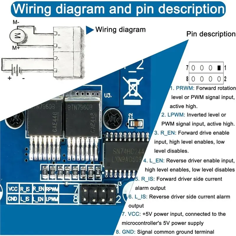 CJSD-BTS7960 43A 모터 드라이버 모듈 Arduino 스마트 자동차 애플리케이션용 고출력 설계