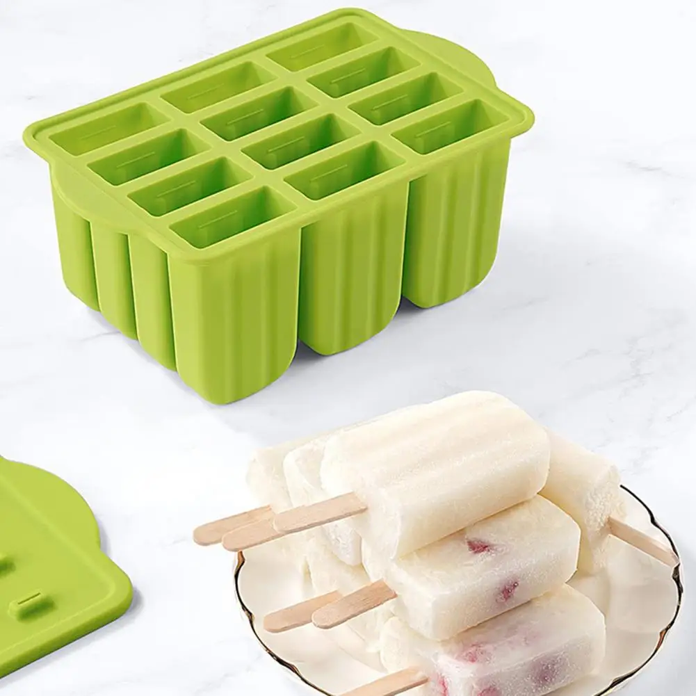 Ice Lolly Moulds,12 Pcs Silicone Ice Popsicle Maker-, Ice Cream Makers with  50 Wooden Popsicle Sticks, 50 Popsicle Bags,12 Reusable Popsicle Sticks,  Funnel,Cleaning Brush Ice Pop Molds (Pink)