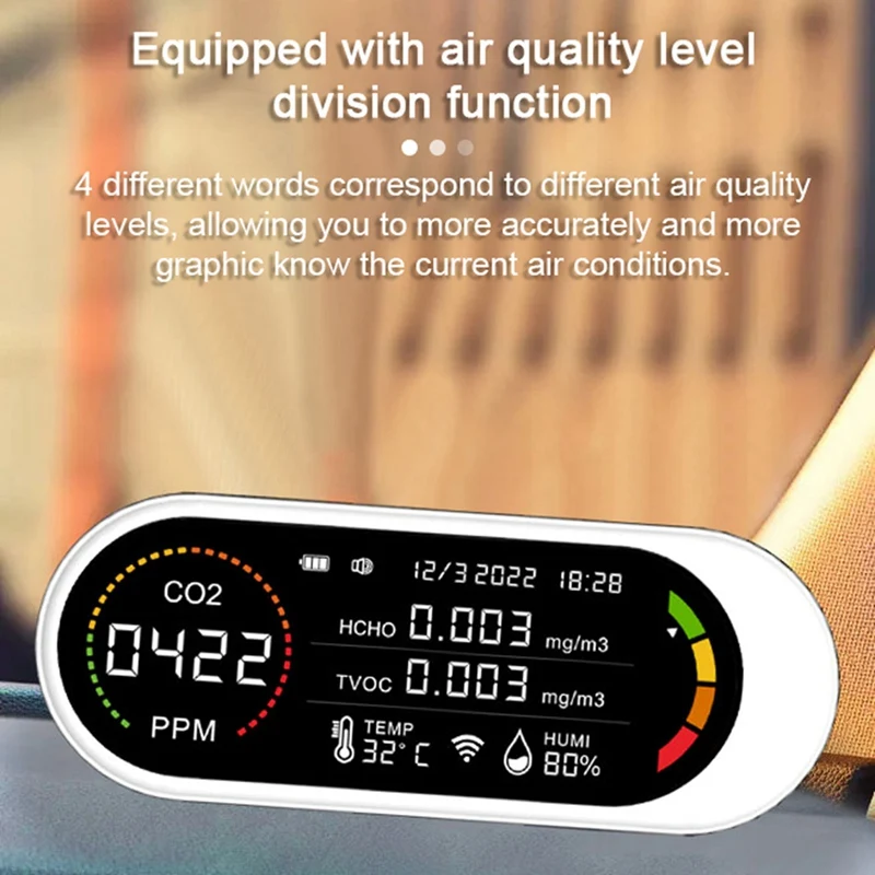 

5 In 1 Air Quality Detector Air Quality Monitor Carbon Dioxide Temperature Humidity Testing