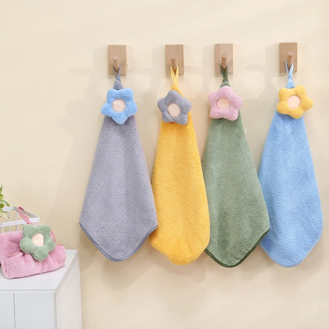 Cute Hand Towel With Hanging Loops, Creative Coral Fleece Hand Towel, Super  Absorbent Hand Towel, Suitable For Bathroom, Kitchen, Dormitory - Temu