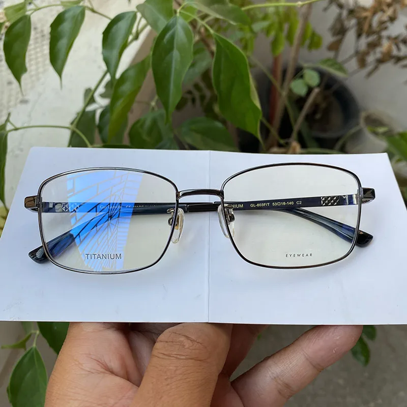 Japan Made Rectangular Pure Titanium Eyeglasses Full Rim Myopia/Reading
