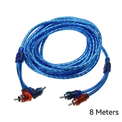 High - Quality Pure Copper RCA Audio Cable for Car Subwoofer and Amplifier Systems (8 Meters)