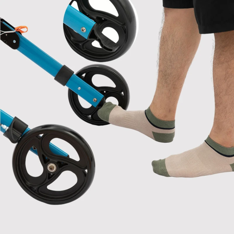 Elderly Walking Cart Disabled Bone Folding Walker Outdoor Aluminum Alloy Push Cart Multi-functional Four-wheeled Shopping