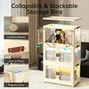 Plastic Storage Bin Stackable Cabinet with Lids and Wheels, 112QT/28Gal Foldable Storage Cabinet, Storage Organizer, Fold 2