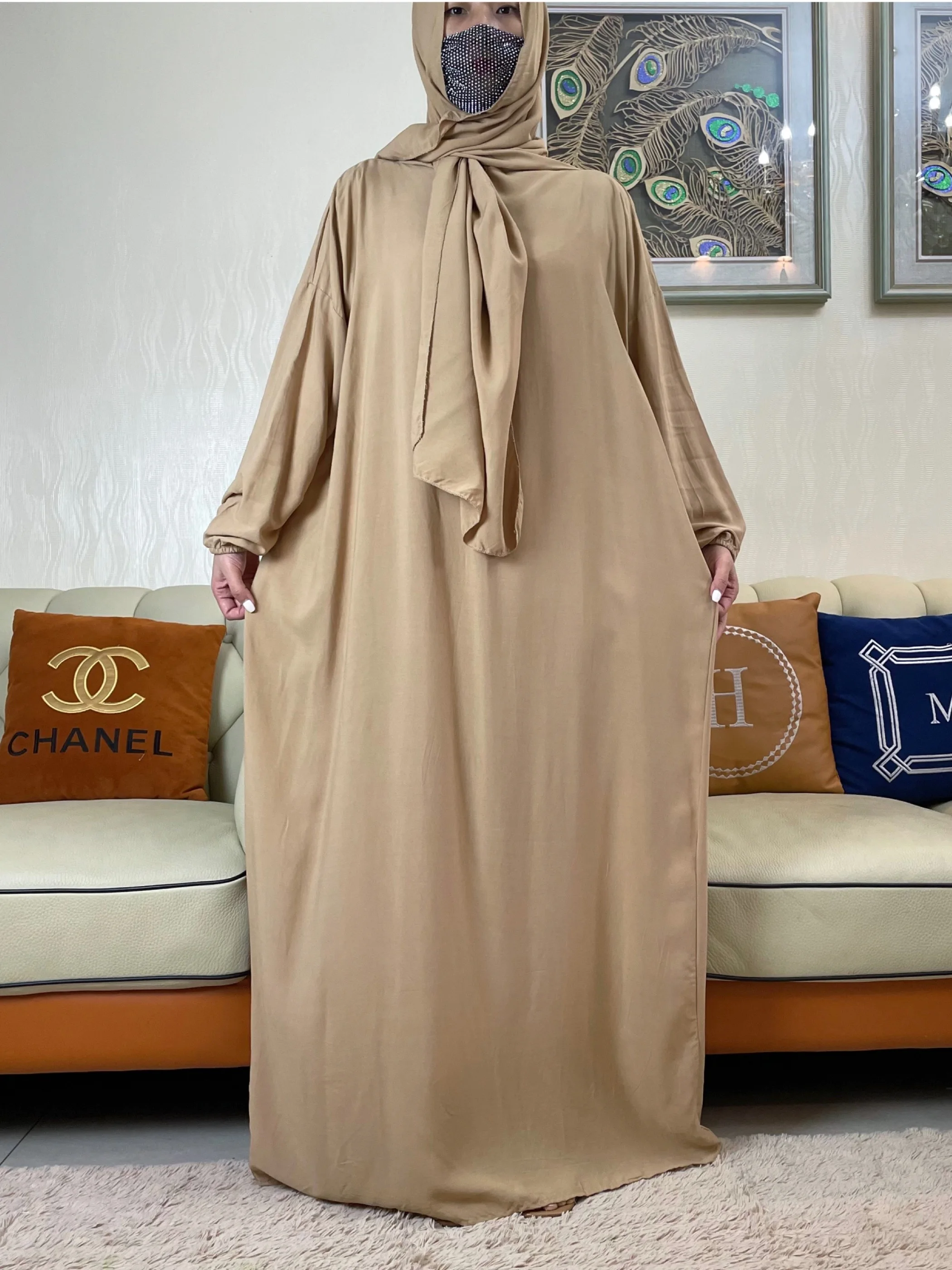 2023 New Muslim Women Hooded Abaya Turkey-African Cotton Prayer Garment Kaftan With Hijab  Dubai Saudi Robe In Ramadan