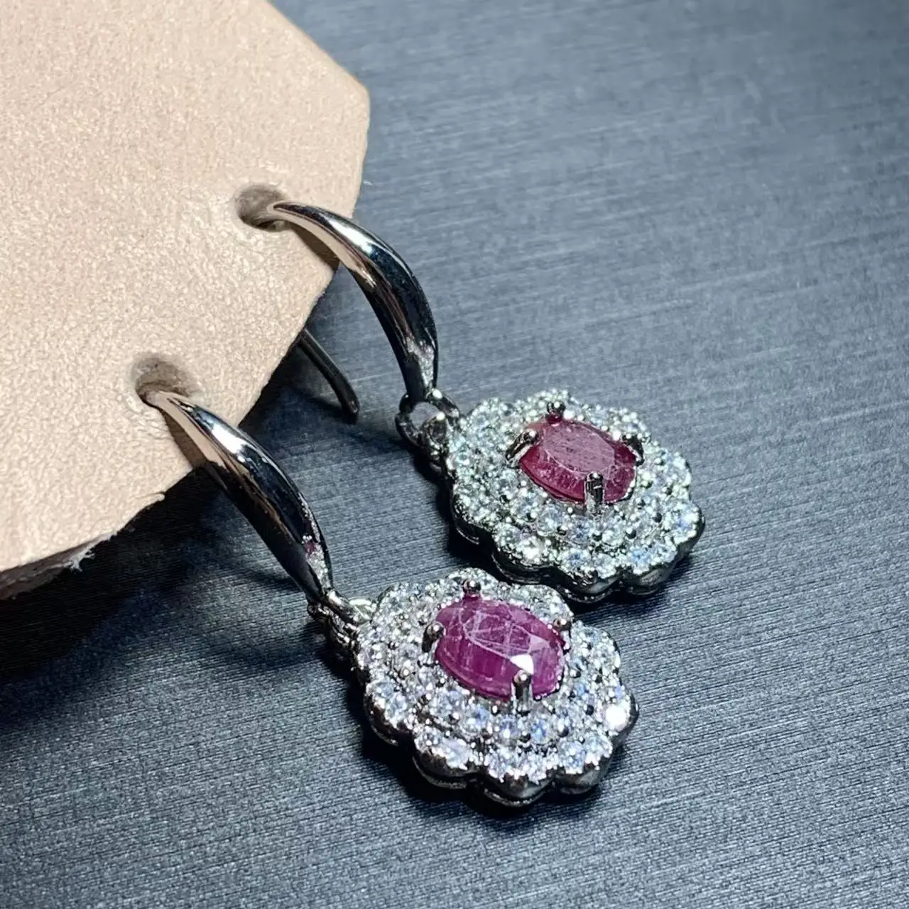 Natural Ruby Hoop Earrings For Women Stainless Steel Earrings Simple Fine Jewelry Stone Gemstone Classic Style Gift