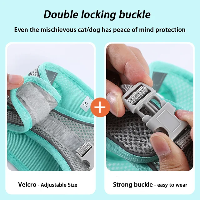 Dog Harness Leash Set for Small Dogs Adjustable Puppy Cat Harness Vest French Bulldog Chihuahua Pug Outdoor Walking Lead Leash 4