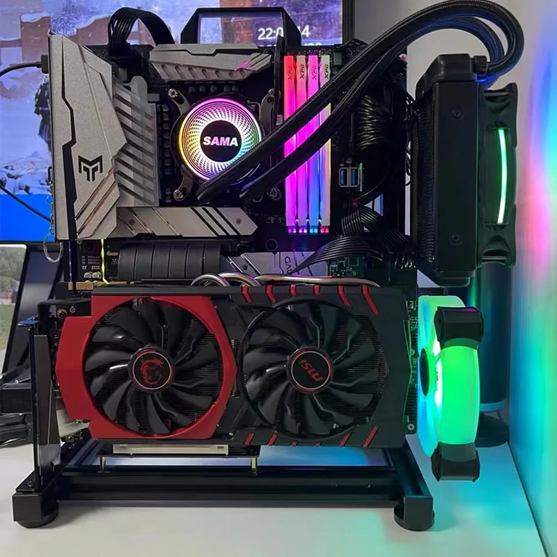 Grande Aberto pc Case Frame Rack Alumínio Criativo Faça Você Mesmo Jogos Chassi de Computador Refrigeração a Água Gamers Gabinete Mod - Imagem 5
