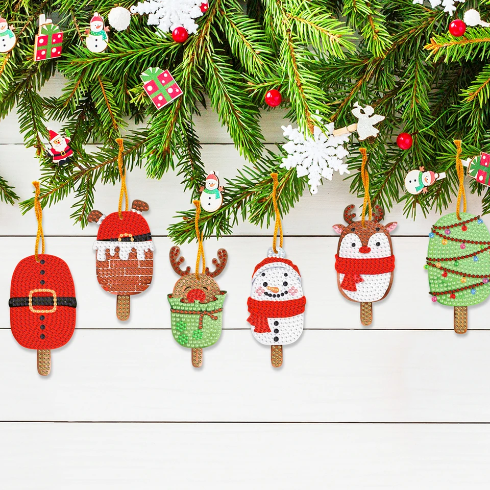 10 Pcs Diamond Painting Christmas Decor Pendants Kits