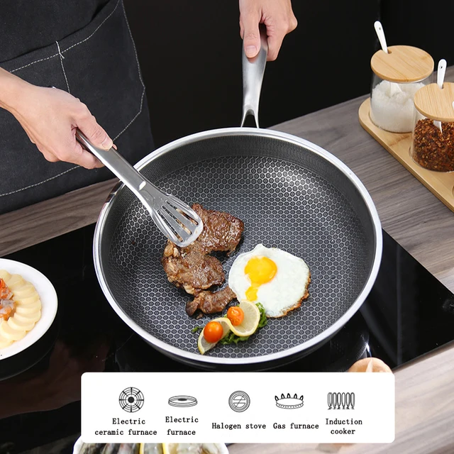 Meidjia nonstick pan kitchen quality stainless steel frying pan cooking fried steak pot electromagnetic gas