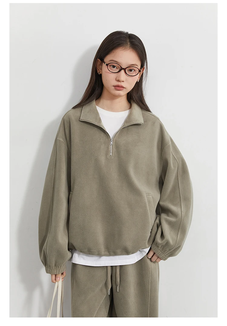 CHIC VEN Women Sweatsuit Loose Casual New Granular Velvet Stand Collar Female Top Pants Set for Woman Sport Autumn Winter 2025 Image 18