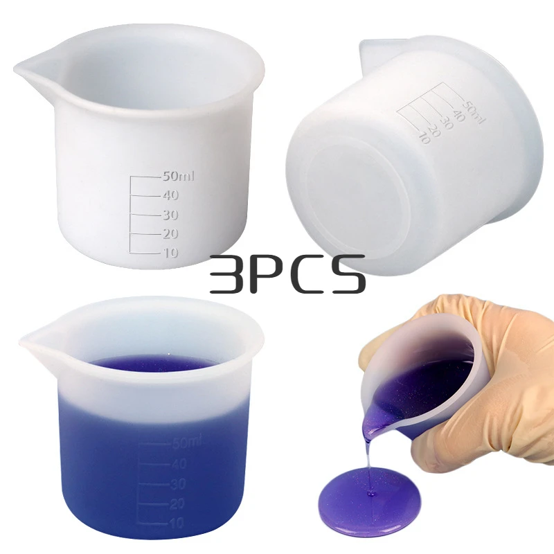 Silicone Measuring Tools 3PCS Epoxy Split Cup 50ml With Scale For Casting Resin