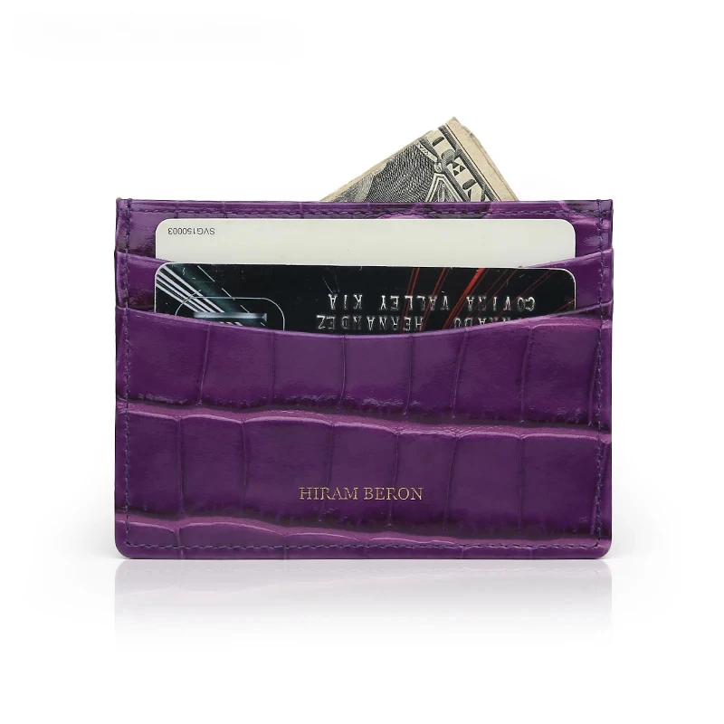 Custom Name Monogram Luxury Genuine Leather Men Wallet Card Holder Crocodile Pattern Gift for Girlfriend Boyfriend Friend Her 5