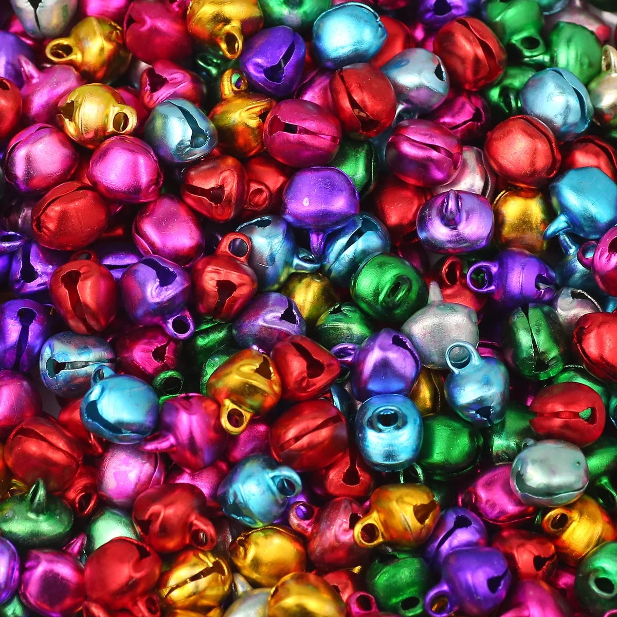 50-100PCS 6/8/10mm Backfarbe Bunte Weihnachten Flache Glocken Metall Kleine Glocken Weihnachten Dekoration party DIY Armband Halskette – Detail 1