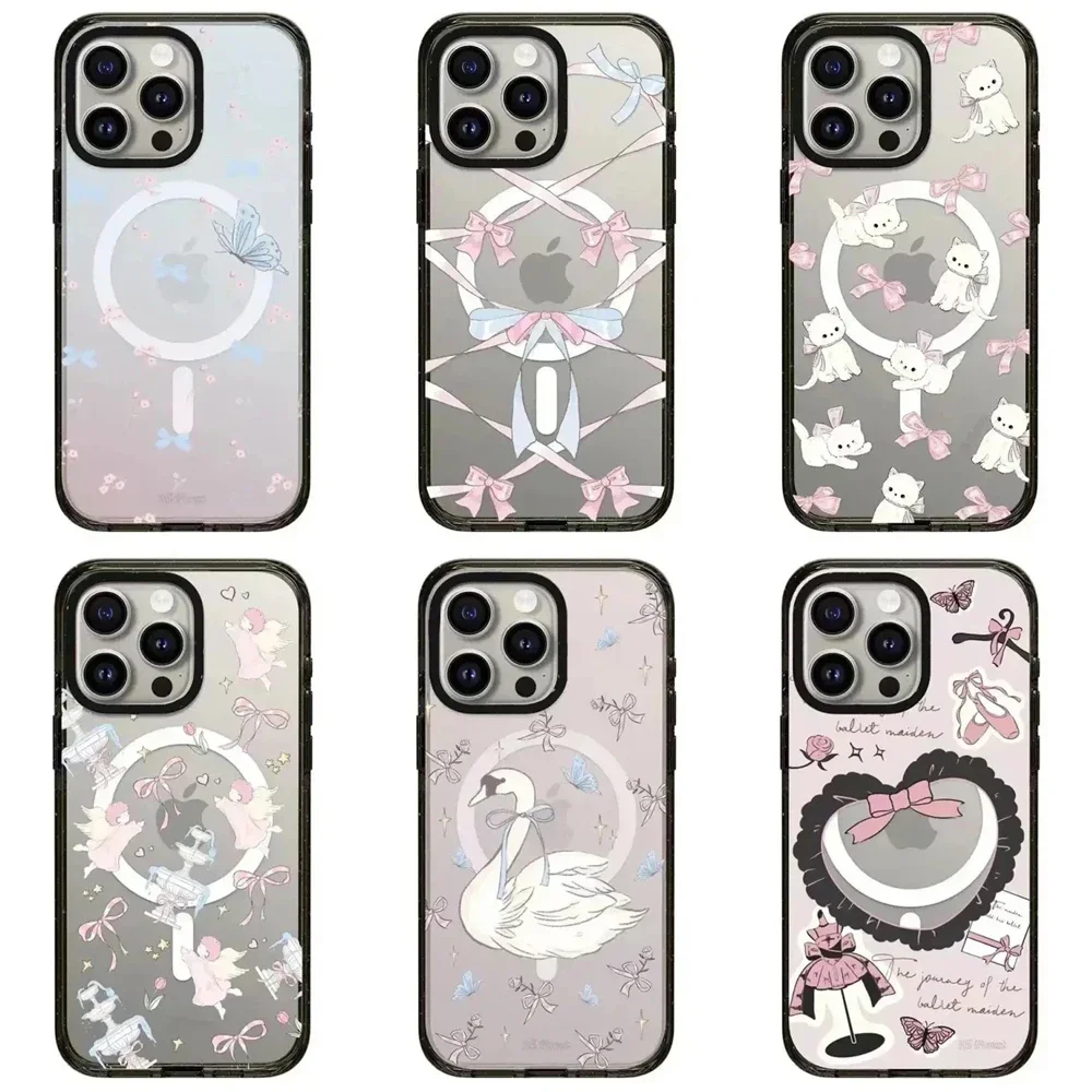 

2.0 Acrylic MagSafe Swan Bowknot iPhone 11 12 13 14 15 Pro Max Case - Protective iPhone Case