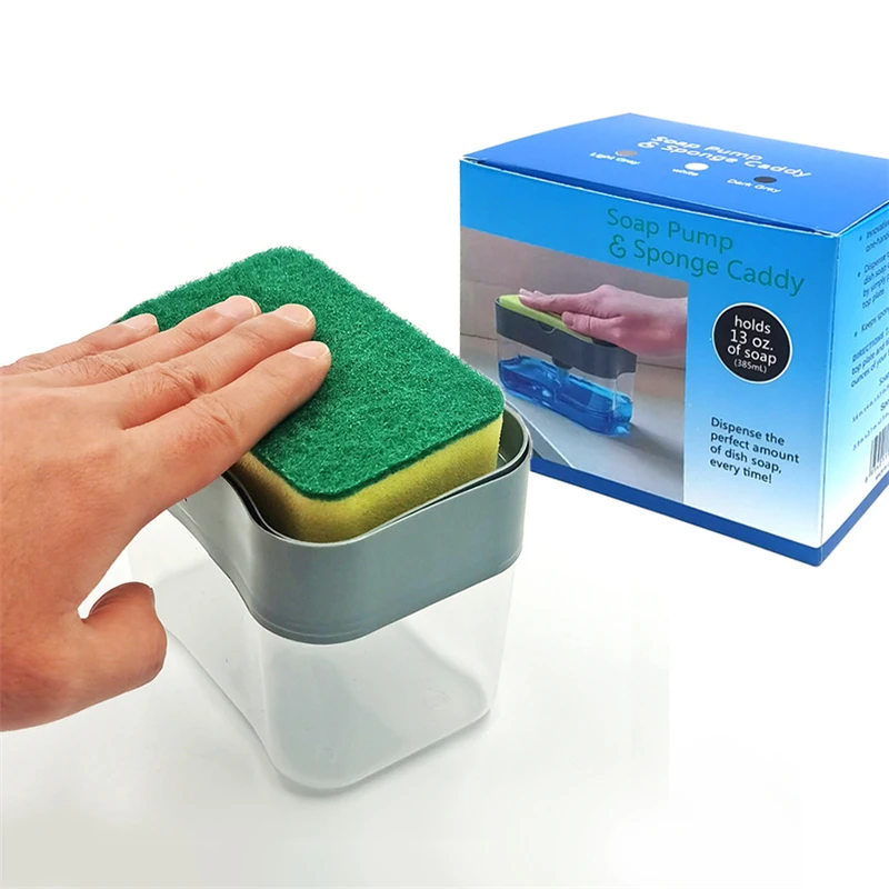 Soap Dispenser Dish Soap Dispenser for Kitchen Liquid Soap Dispenser with Sponge Holder Sponge Caddy Pump Manual Pump