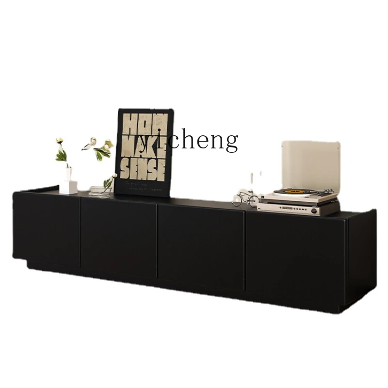 

YY Solid Wood TV Cabinet Floor Black Floor Cabinet Living Room Home Modern Simple and Light Luxury