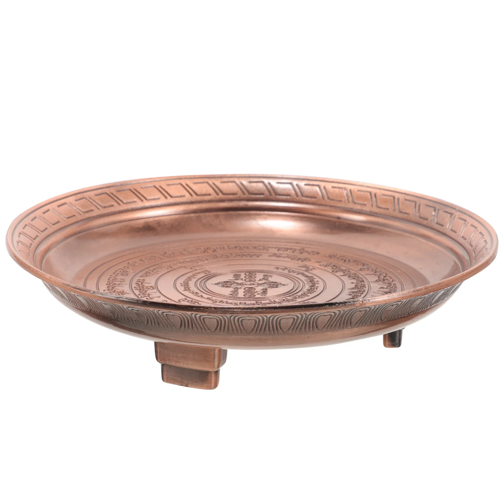 Round Copper Smoke Offering Plate Metal Tray For Ceremony Storage Trays Temple Dish Puja Supplies Vintage Bowl Home ganization 2