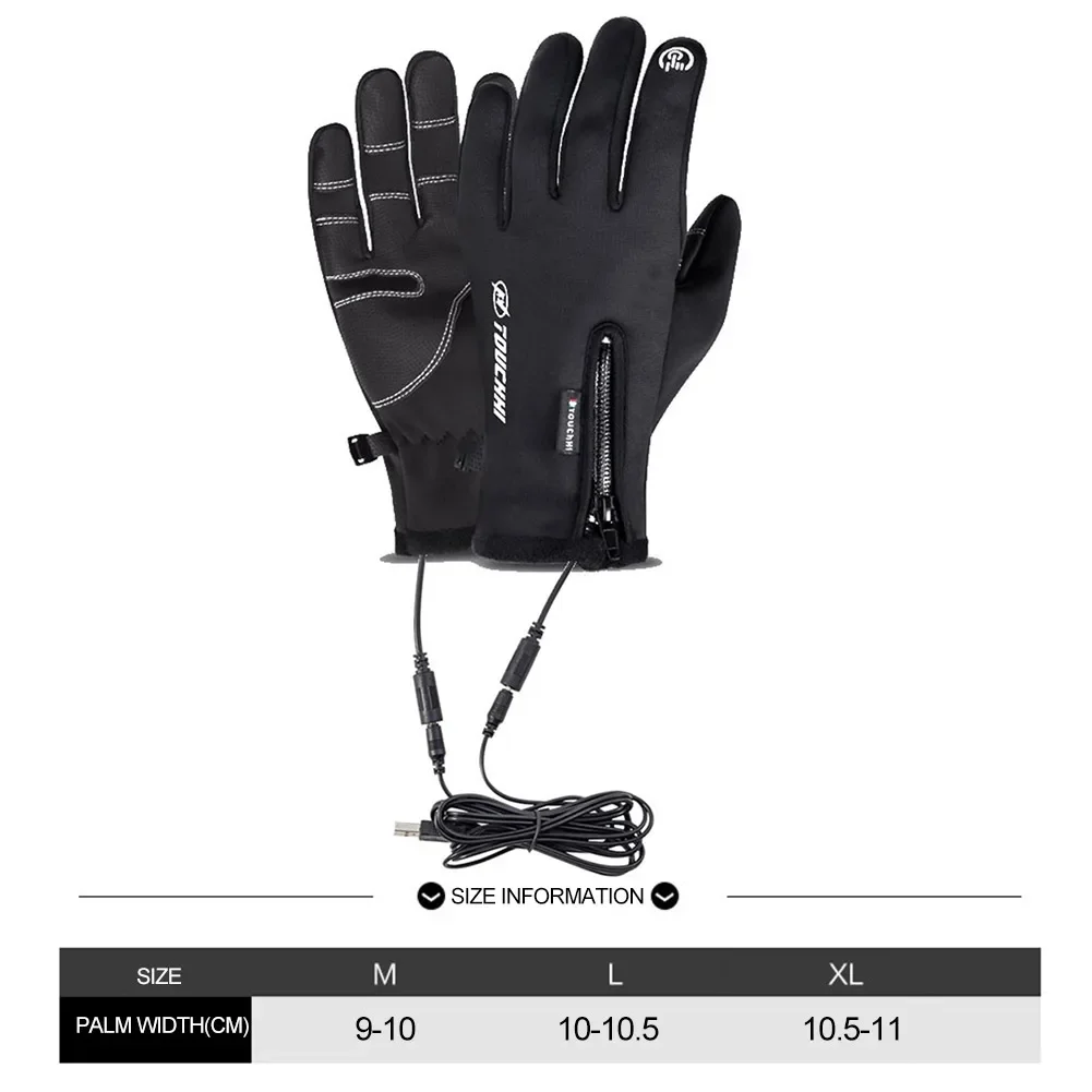 Winter Warm Electric Heated Gloves Nylon Black for Men Women