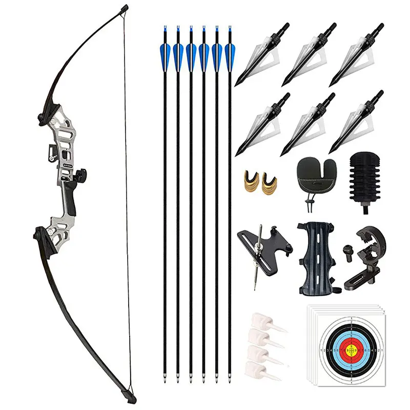 30/40/50 Pound Archery 51 Inch Recurve Bow And Arrow Set Adult Metal