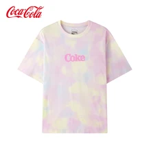

Coca Cola official round neck short sleeve men's trend tie-dyed printed loose top couple's clothes