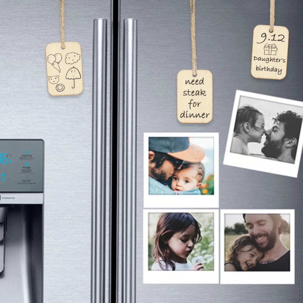 50Pcs Wood Slices with Ropes Unfinished Rectangular Log Slices Rustic Natural Wood Pieces Hanging Ornament for DIY Craft Decor