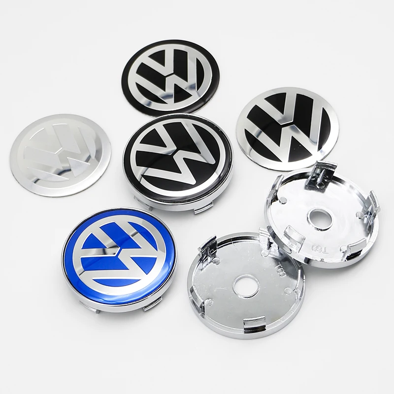 4개 56mm 자동차 휠 배지 센터 스티커 60mm 휠 허브캡 커버 액세서리 (폭스바겐 골프, 파사트 R, R라인, GTI, 폴로, 캐디, 비틀 용)