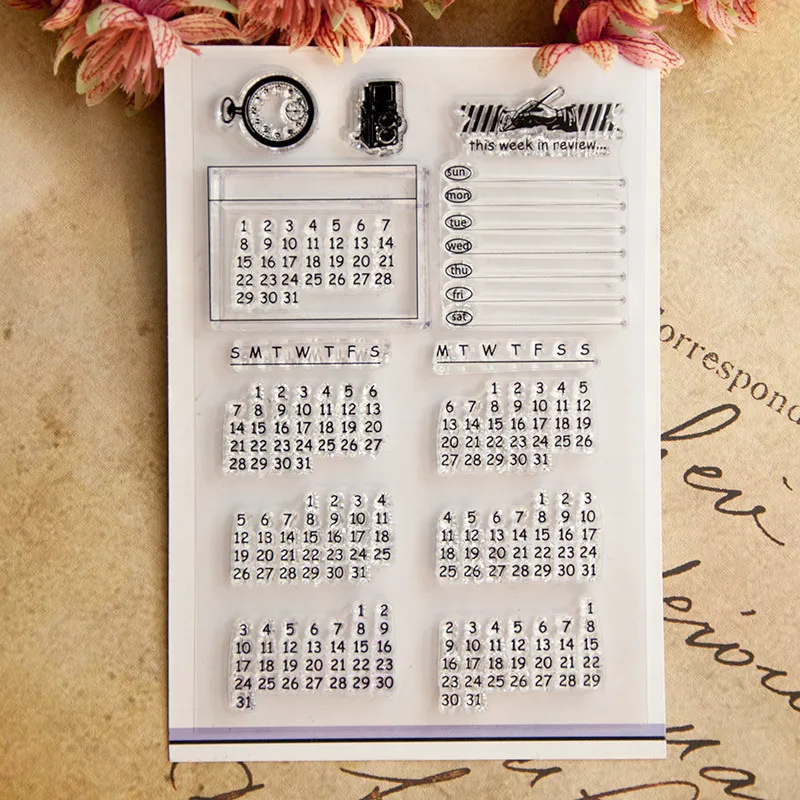 Transparent Clear Silicone Stamp Calendar Journal Deco for DIY Scrapbook Photo Albums Paper Notebook Card Clear Stamps Clear Rubber Stamps