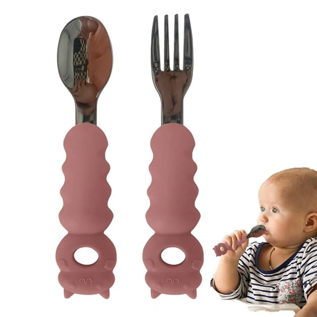 Toddler Flatware Sets Baby Spoons Self Feeding With Silicone Handle Baby  Utensils 6-12 Months Baby Spoons Self Feeding - AliExpress