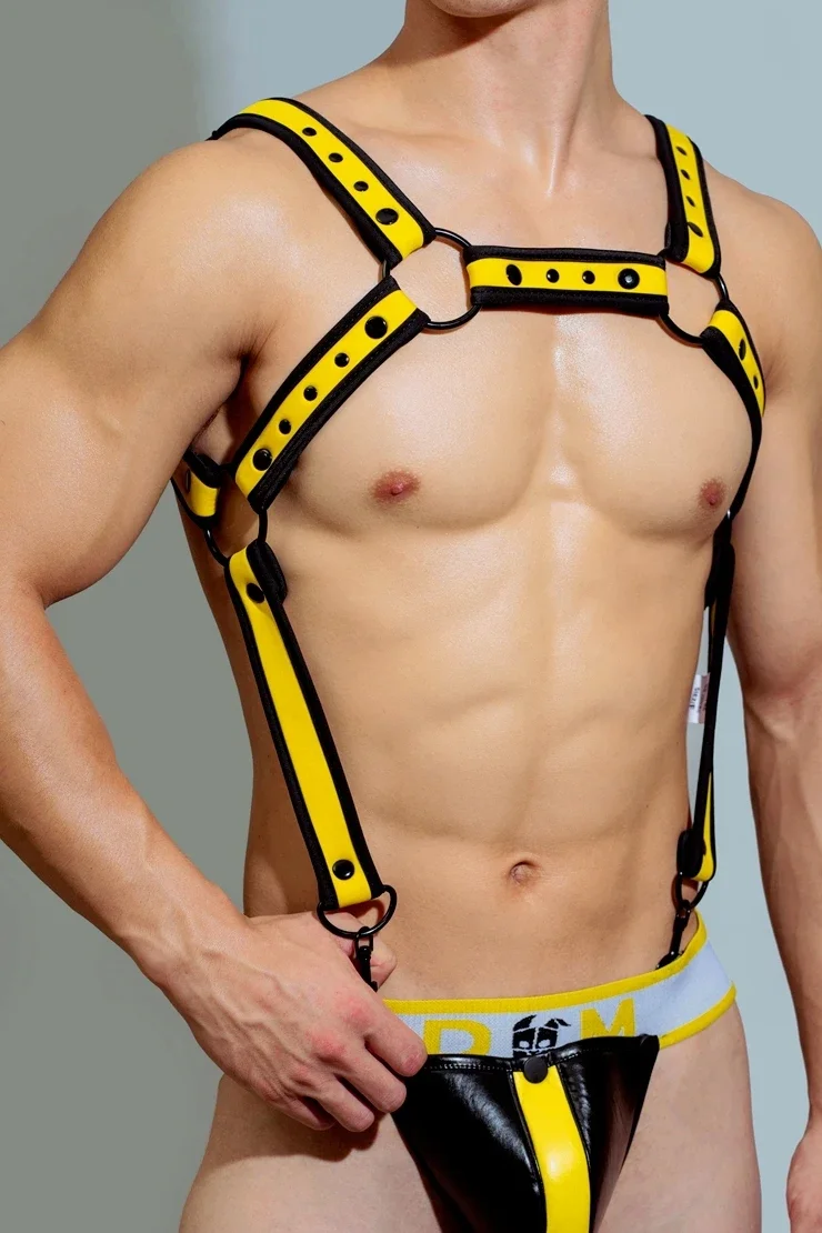 

Men Sexual Body Chest Harness Belt Shoulder Strap Punk Rave Costumes Harness BDSM Bondage Body Garter Goth Dance Nightclub Wear