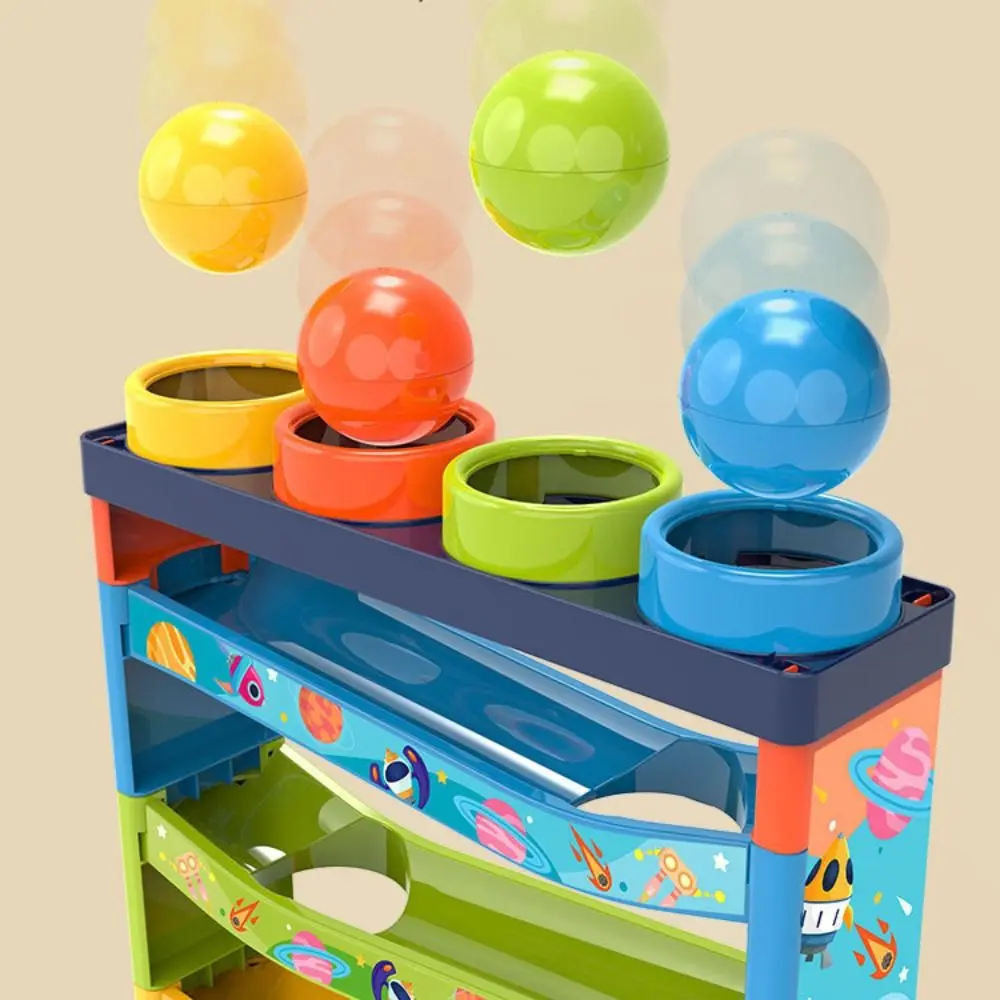 Plastic Slide Rolling Ball Ramp Interactive Montessori 5-Layer Colorful Track Colorful Puzzle Track Knocking Ball Children's