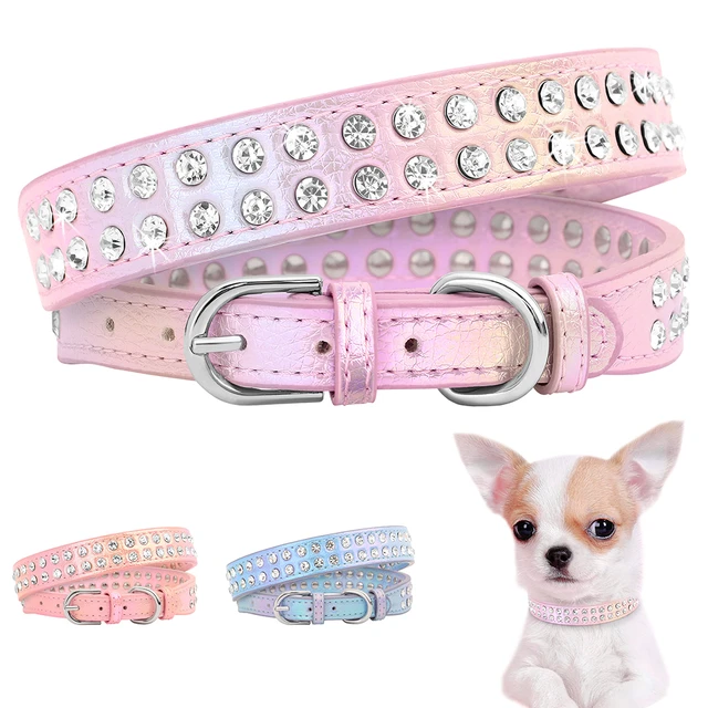 Apasiri Rhinestone Dog Collar for Small Dogs, Pink Dog Collar, Leather Dog  Collar, Girl Dog Collars for Medium Dogs, Cute Dog Collar, Diamond Dog