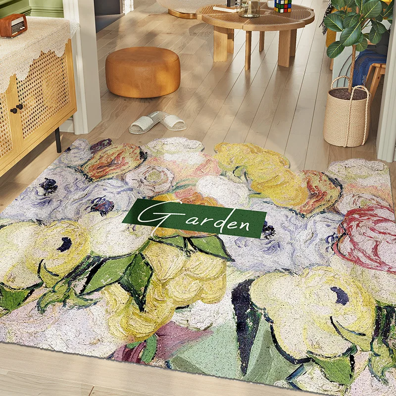 

ПВХ Противоскользящий износостойкий коврик с кольцом, коврик, Придверный коврик в скандинавском стиле с рисунком масляной живописи, крыльцо в дверь, коридор, под заказ ПВХ Противоскользящий износостойкий коврик с кольц