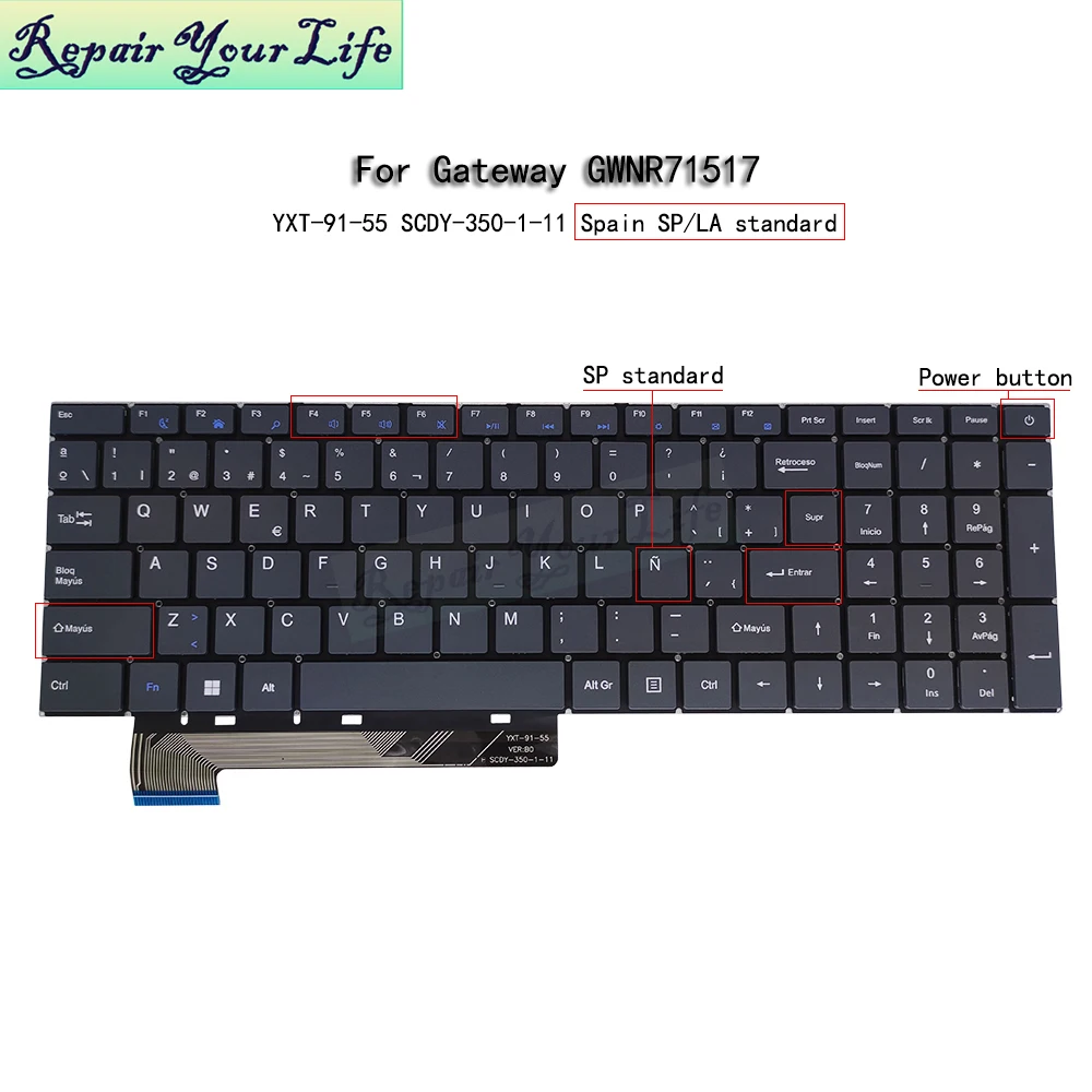 Teclado Portátil Latino e Espanhol Gateway Ultra Slim Gwnr71517 15.6 Eua Padrão Inglês Yxt-9155 Scdy3501-11 - Imagem 4