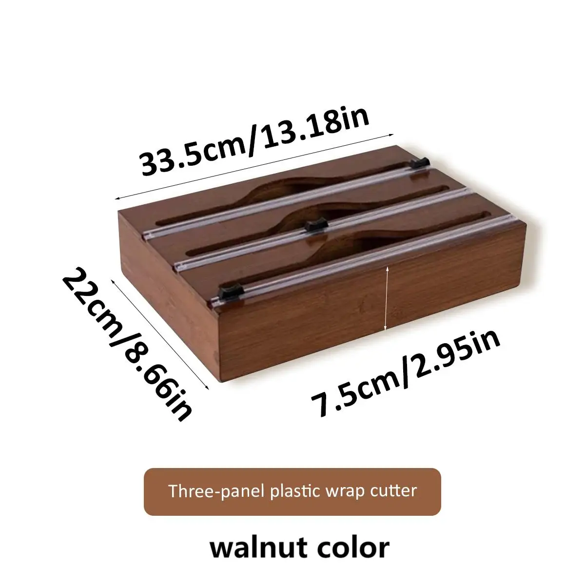 thumbnail image 1 of Dispensador de papel de cocina con caja cortadora de película adhesiva, soporte de corte de bolsa fresca de bambú, bolsa de basura y bolsa de plástico, 1 ud., 1 of 4