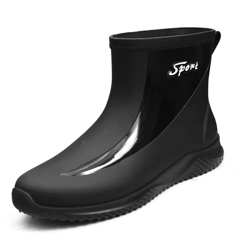 Black Men's Shoes Fashion Mens Rain Boots 2024 New Anti-slip Wear