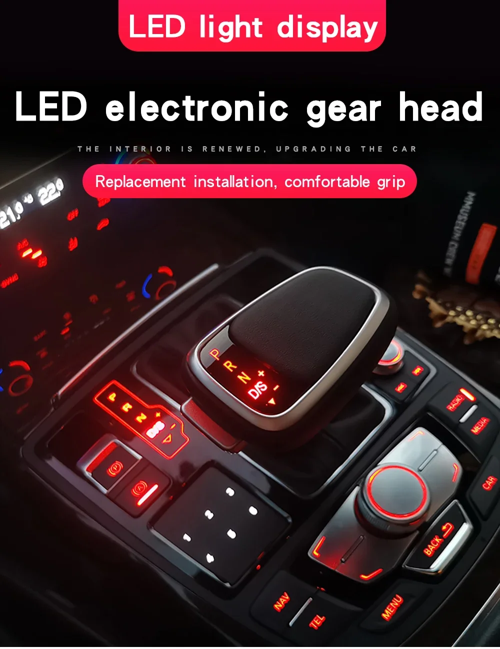 Gear Shift Knob Stick For Audi A6 C6 C7 A4 B8 S6 A7 A5 8t Q5 8r Q7 4L A3 8P S5 S