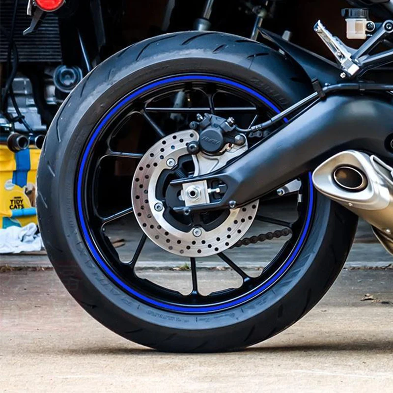 Motorcycle Wheel Tire Stickers Strips Reflective Rim Tape Decals Strips 17-18 Inch Universal motorcycle wheel stickers