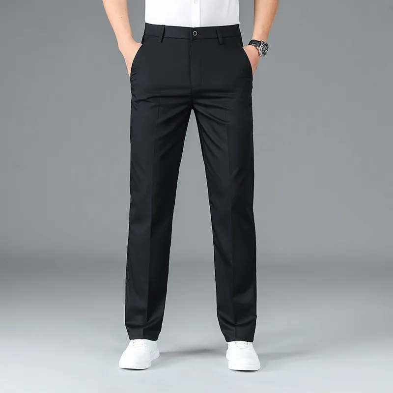 

2022 Classic Style Business Fashion Khaki Stretch Cotton Trousers Male Brand Clothes New Men's Bamboo Fiber Casual Pants