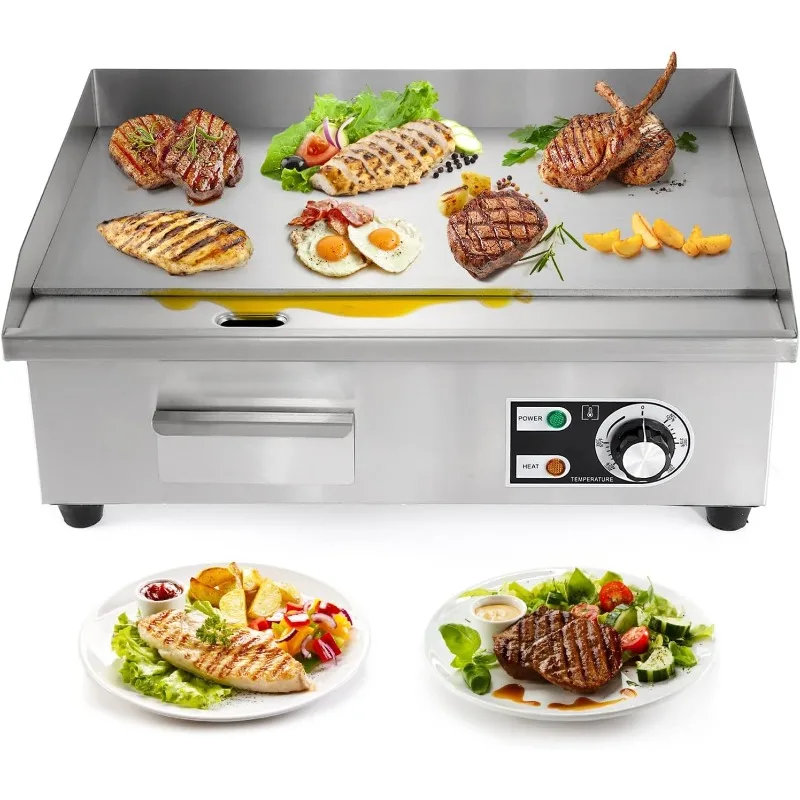 

Stainless Steel Silver, Black Dyna-Living Commercial Electric Griddle 22'' Flat Top Grill Countertop Griddle 3000W 110V