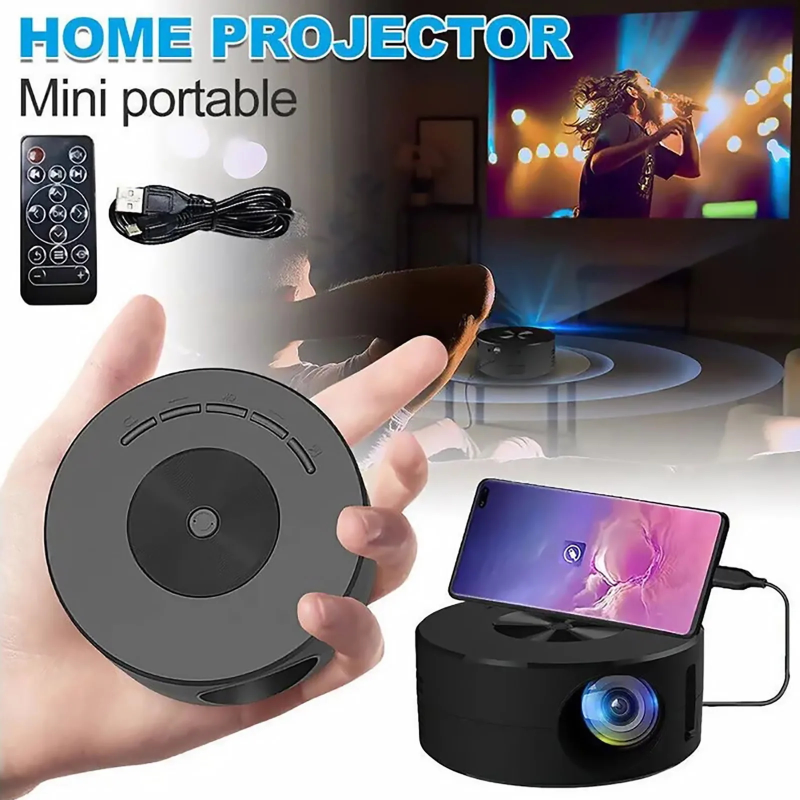 HD 1080P Mini Portable Projector LED Home Cinema Outdoor Movie ...
