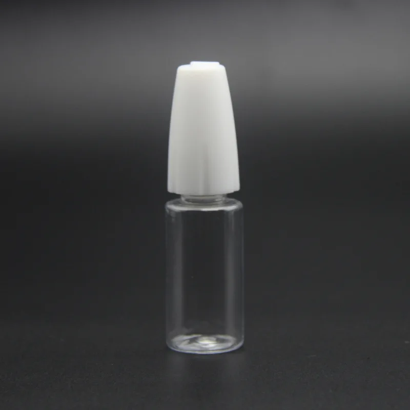 뚜껑이 달린 긴 바늘 튜브 핀홀 병, PET 플라스틱 병, 안료 병, 로션 에센셜 오일 병, 10ml, 5 개