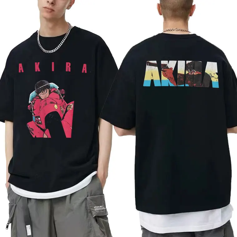 

Japanese 90s Action Sci-fi Anime Akira Double Sided Print T-shirt Men Women Fashion Oversized Hip Hop T Shirt Streetwear Tees