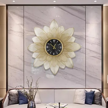 Lotus Metal Black Round Luxury Design Wall Clock 3