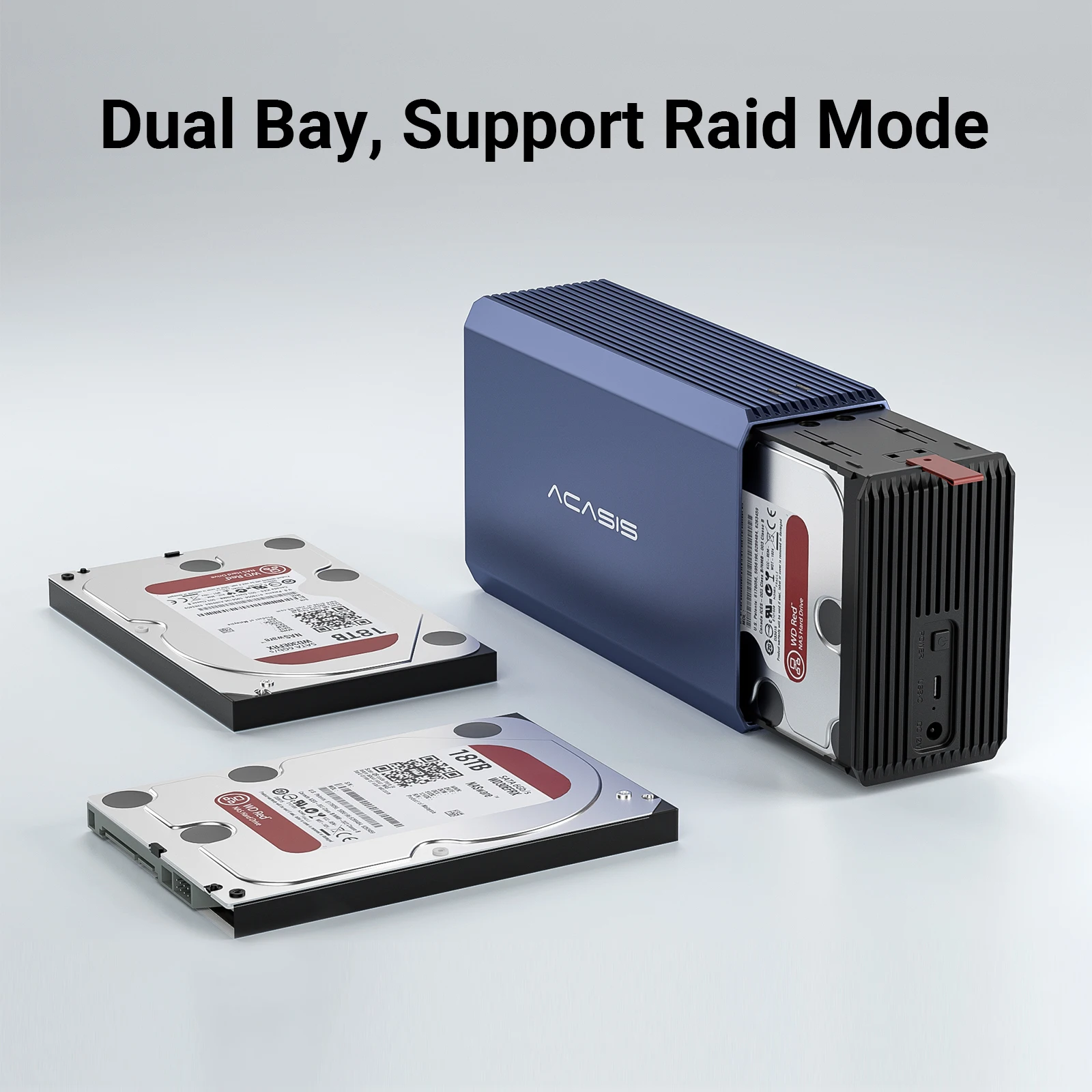 Acasis-dual Bay Gabinete de Disco Rígido Externo Array Gabinete Sata com Função Raid Caixa Usb 2.5 3.5 36 tb - Imagem 6