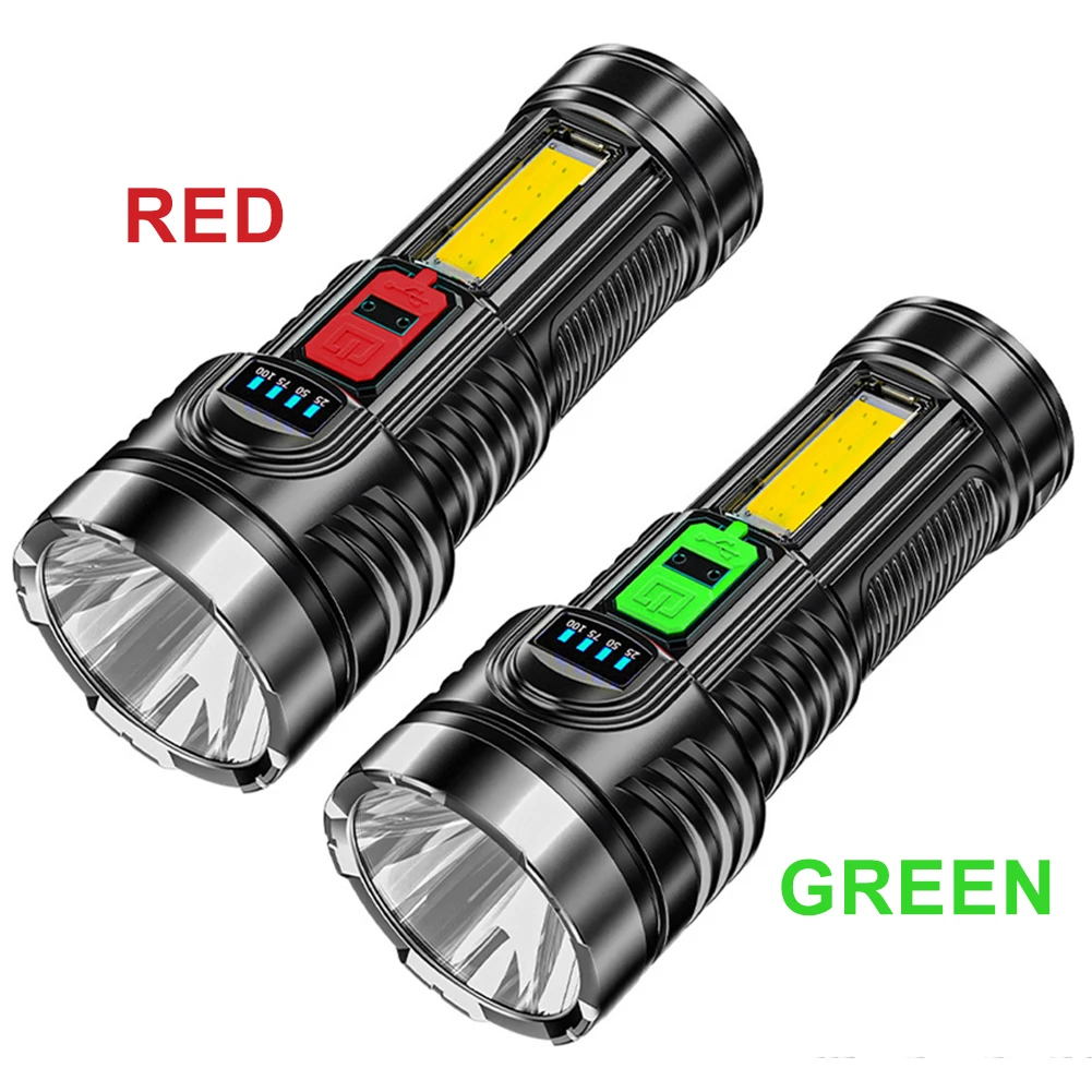 Powerful USB Rechargeable Flashlight 4 Modes LED Torch With Builtin