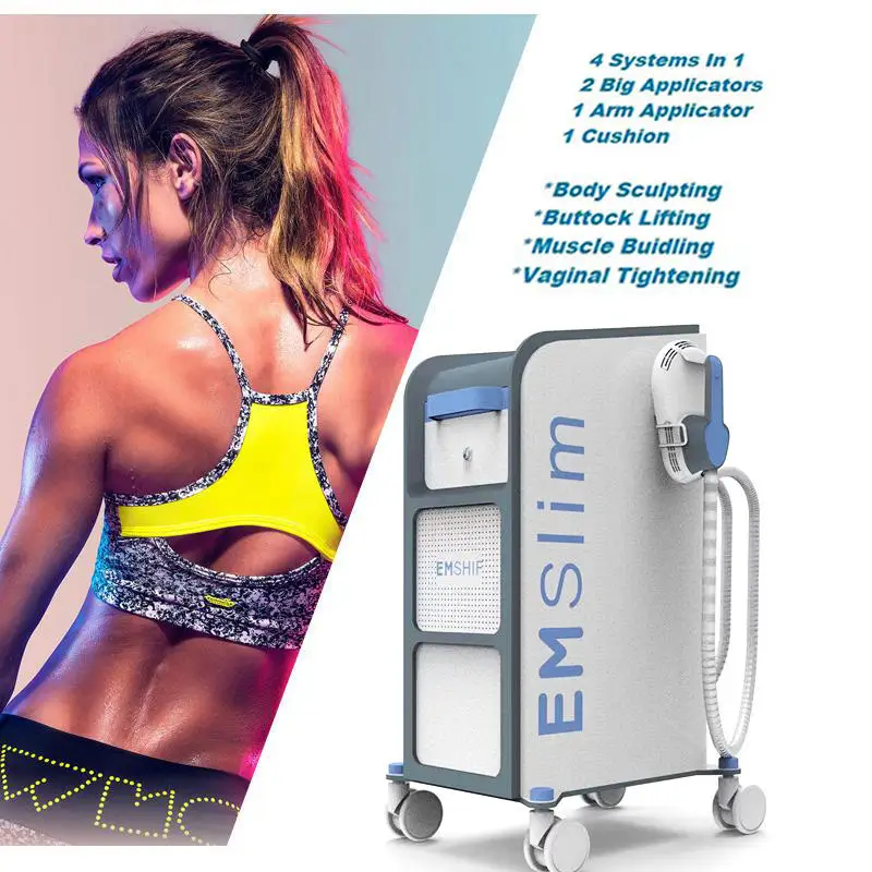 

EMS High Intensity Pulsed Electromagnetic 2/4 Handles Muscle Building RF Body Sculpting Shaping Cellulite Reduction Machine