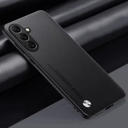 Luxury Hybrid Leather Phone Case - Elegant Plain Design - Galaxy A24 (Black)
